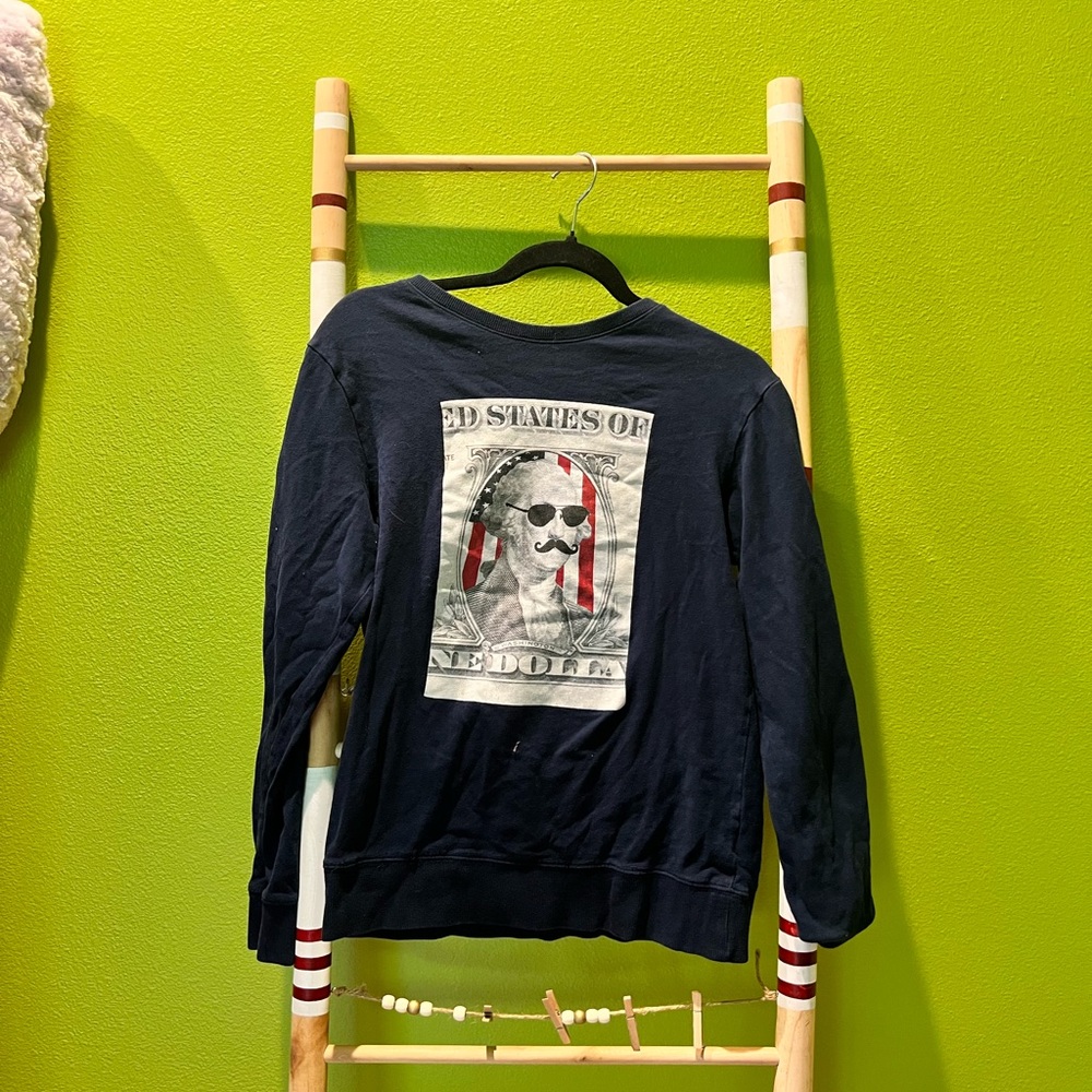 Funny Navy Blue United States Long Sleeve Shirt.